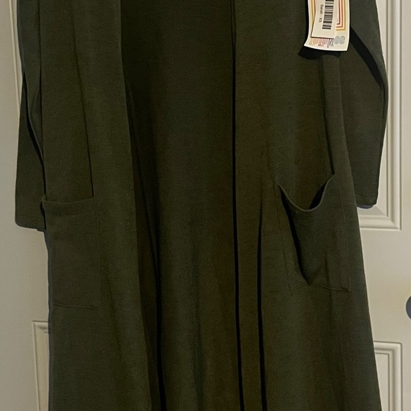 LulaRoe Sarah Long Cardigan Duster Women’s XS Hunter Green Open Pockets NWT - Picture 3 of 8